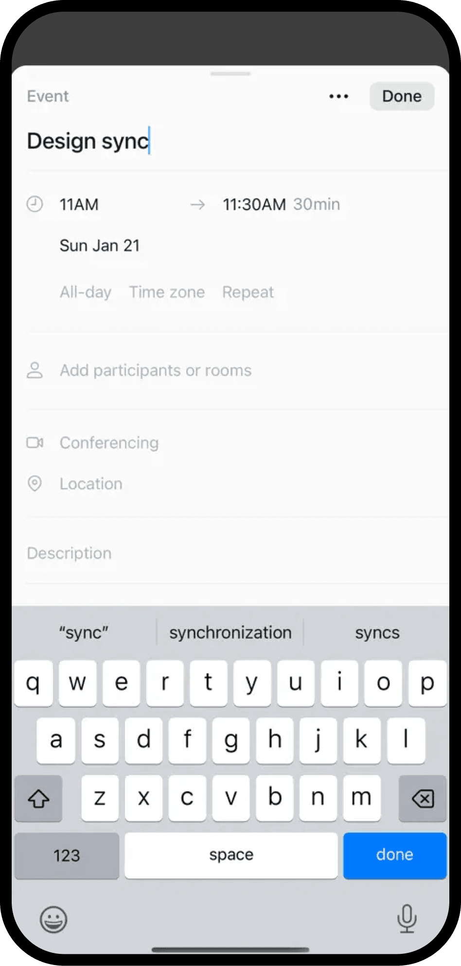A screenshot of Notion Calendar on mobile