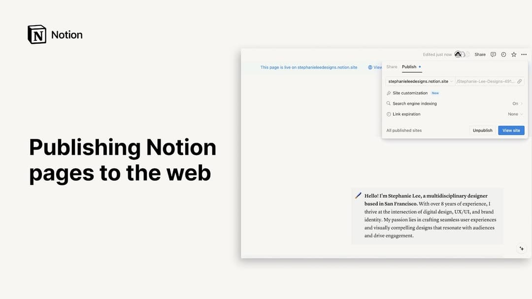 Publicar sitios web con Notion Sites