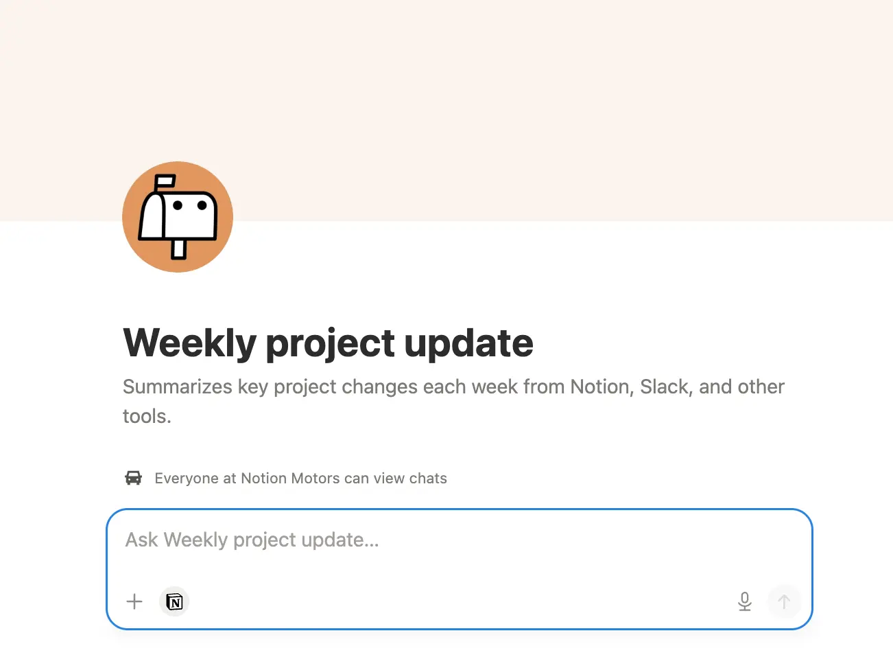 Notion's agent deelt automatisch projectupdates