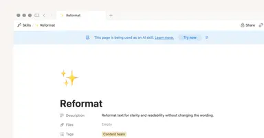 Getting started with skills in Notion
