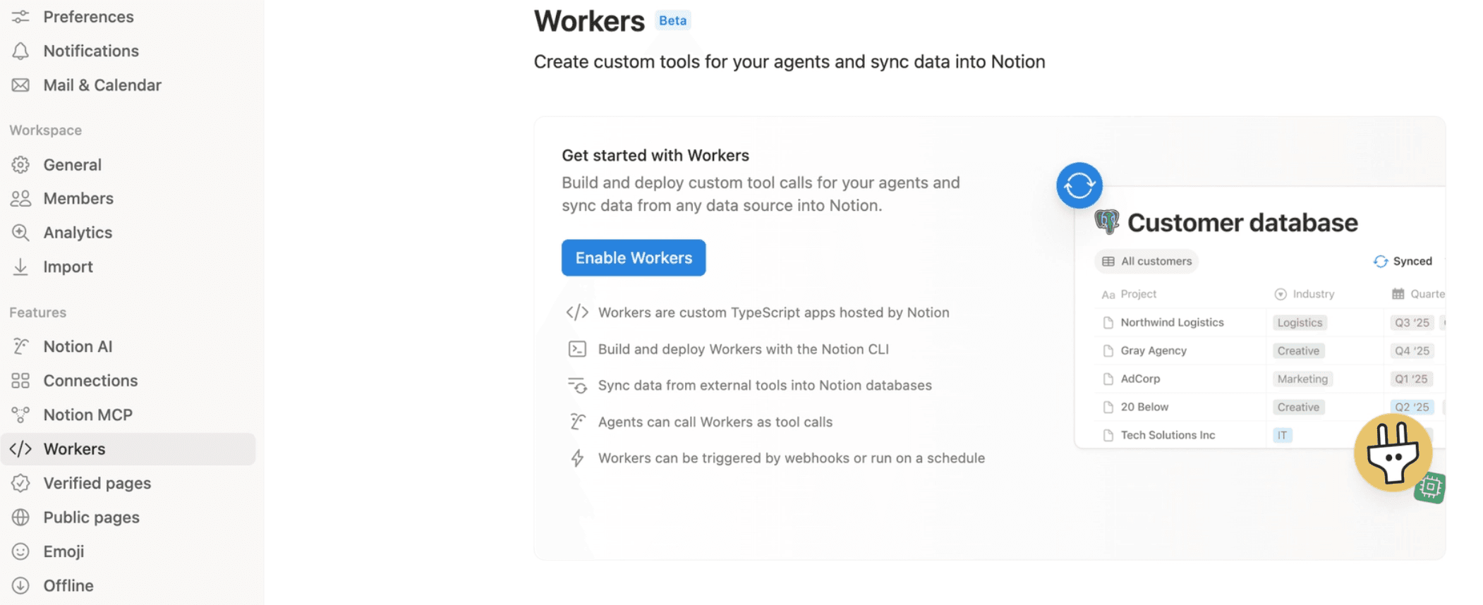 Workers tab