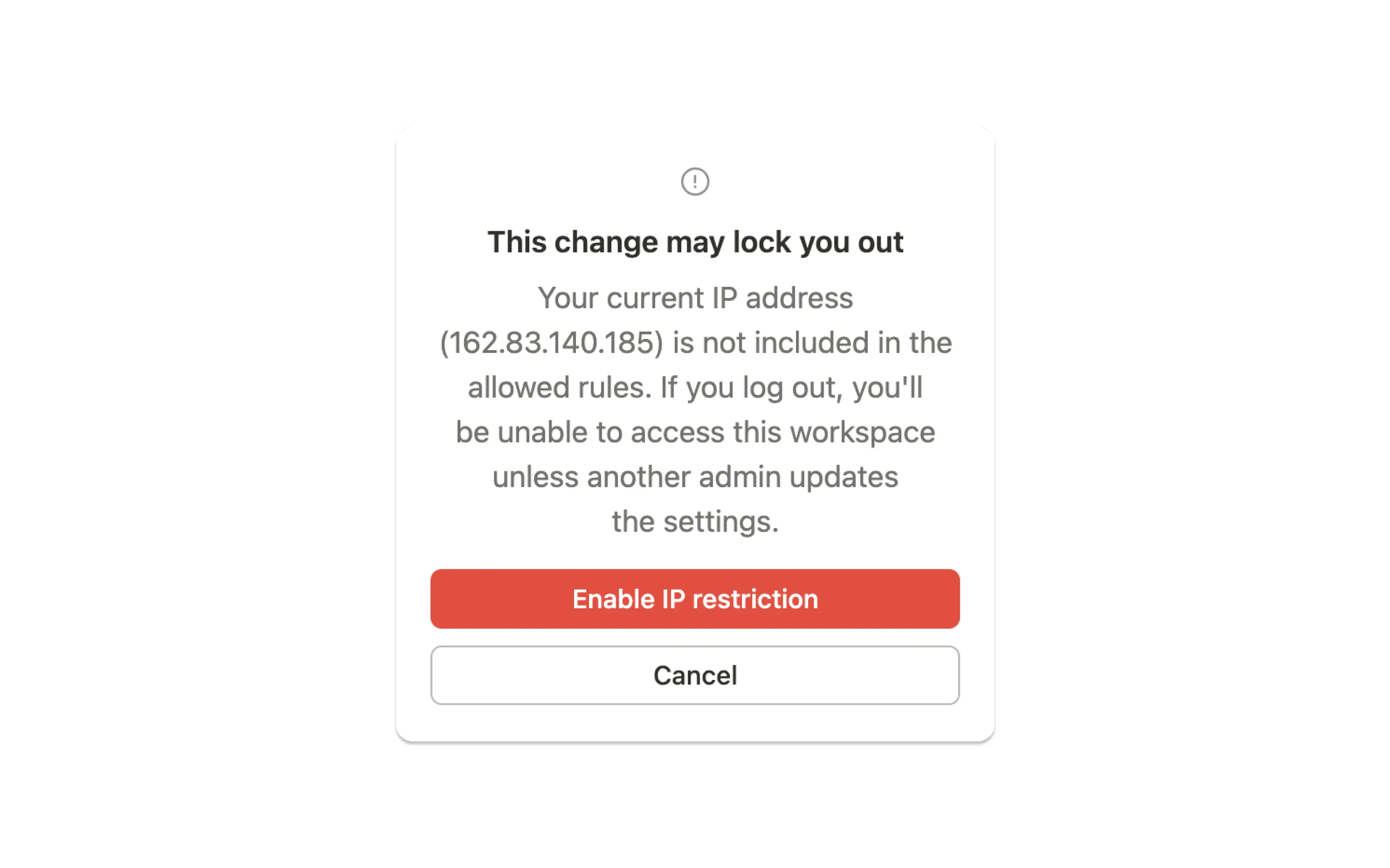 hc: inloggningsfel för begränsad IP-adress