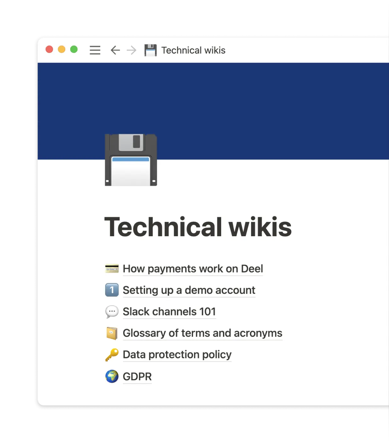 Employees can find any specialized terms or definitions in the Notion wiki.
