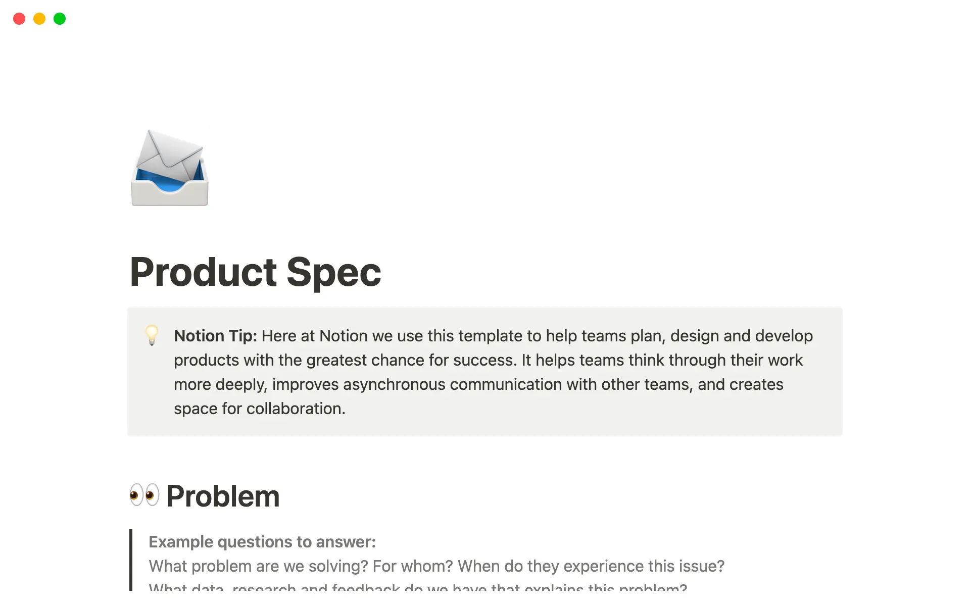 Bouw en deel technische specificaties in Notion