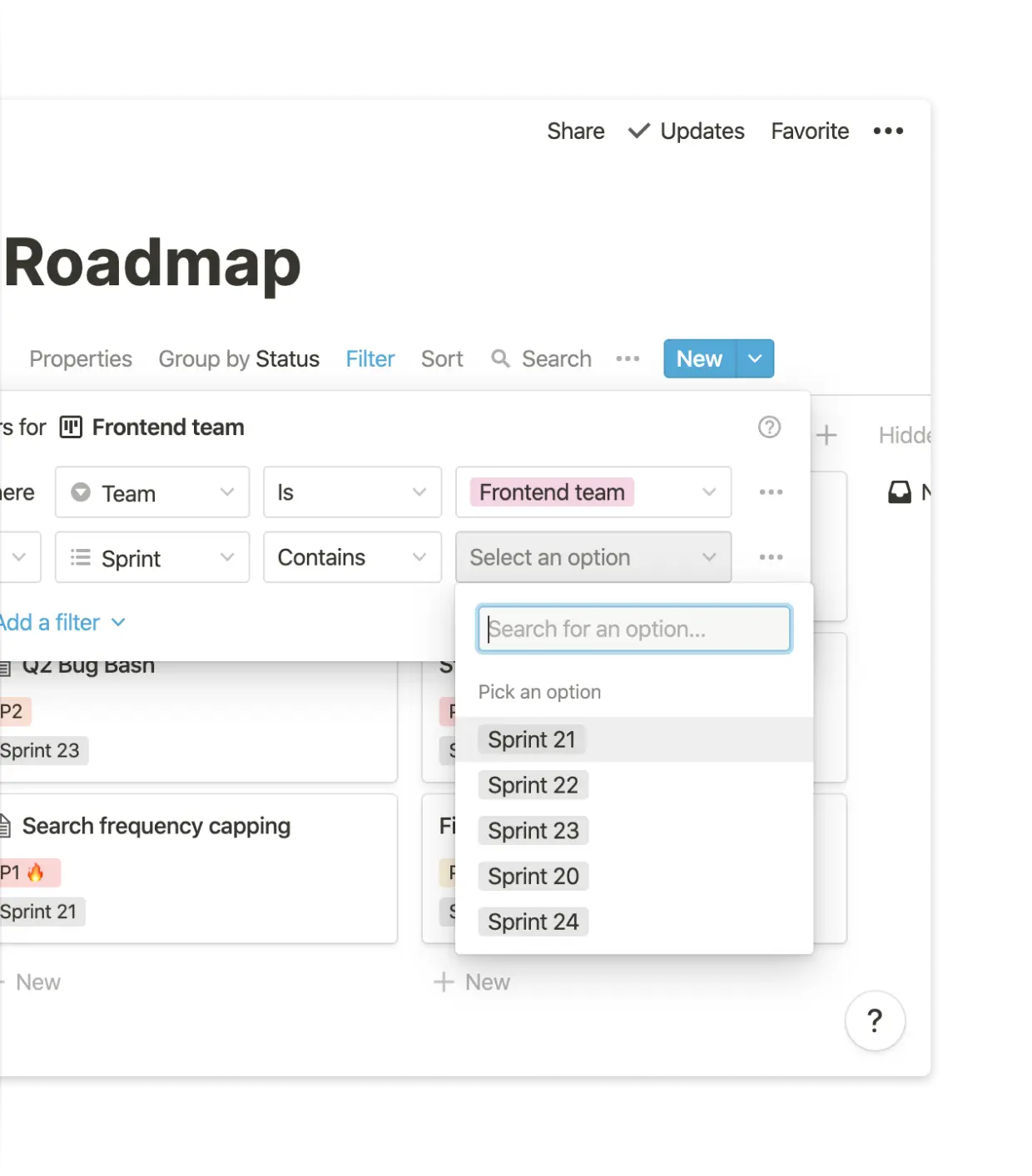 Filters give Branch flexibility when planning engineering work across teams.