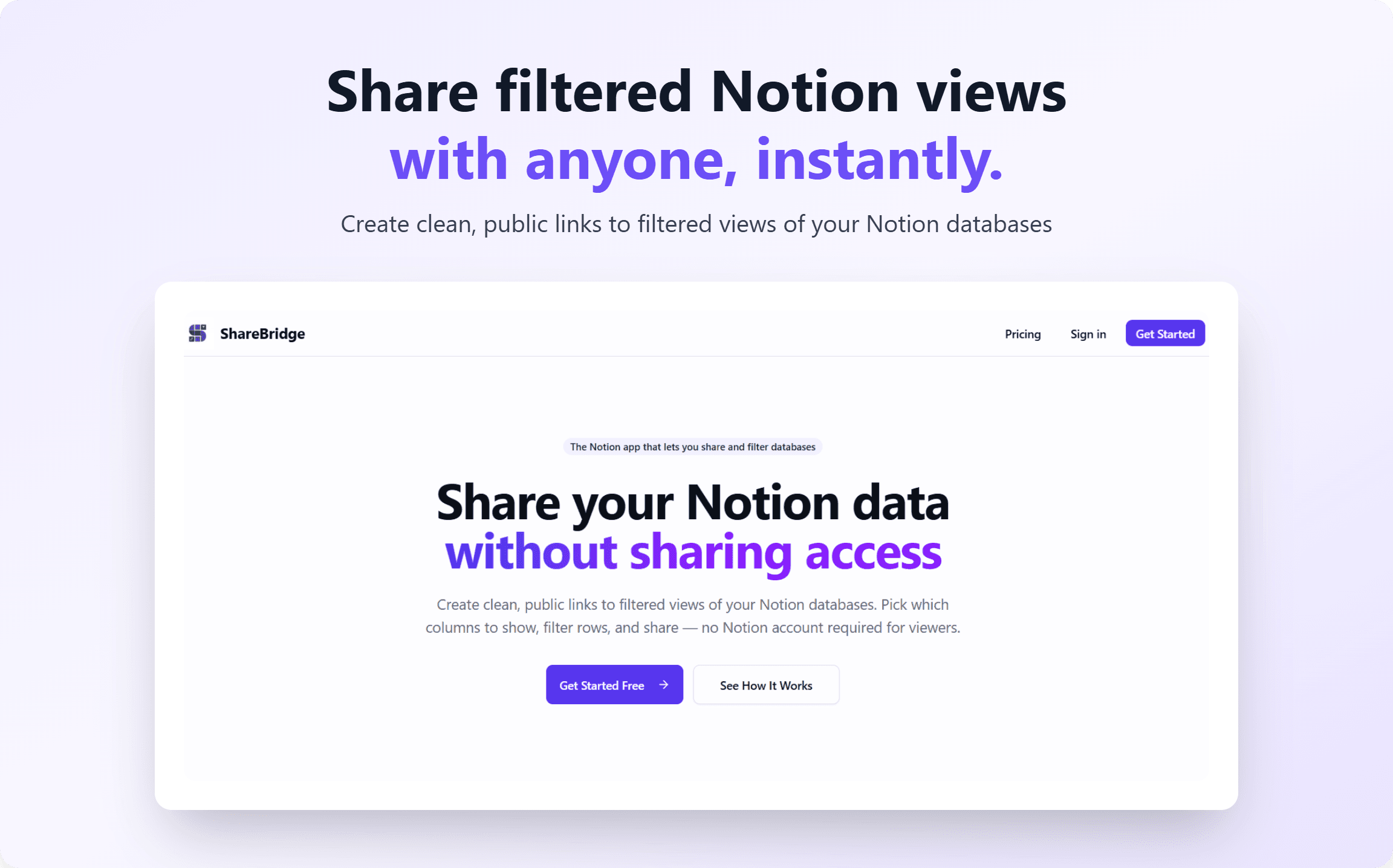 Share filtered views of your Notion databases