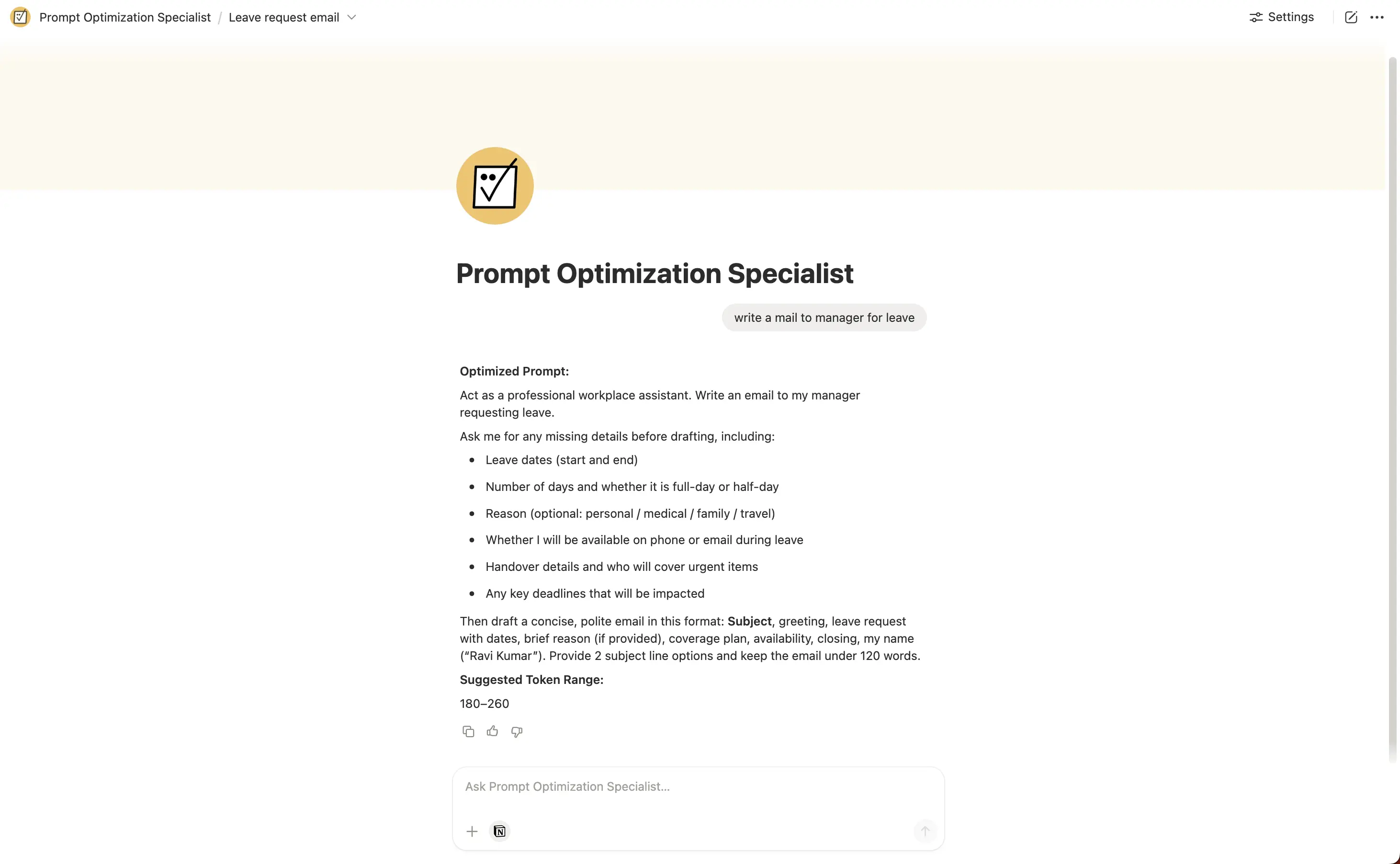 Prompt Optimization Specialist