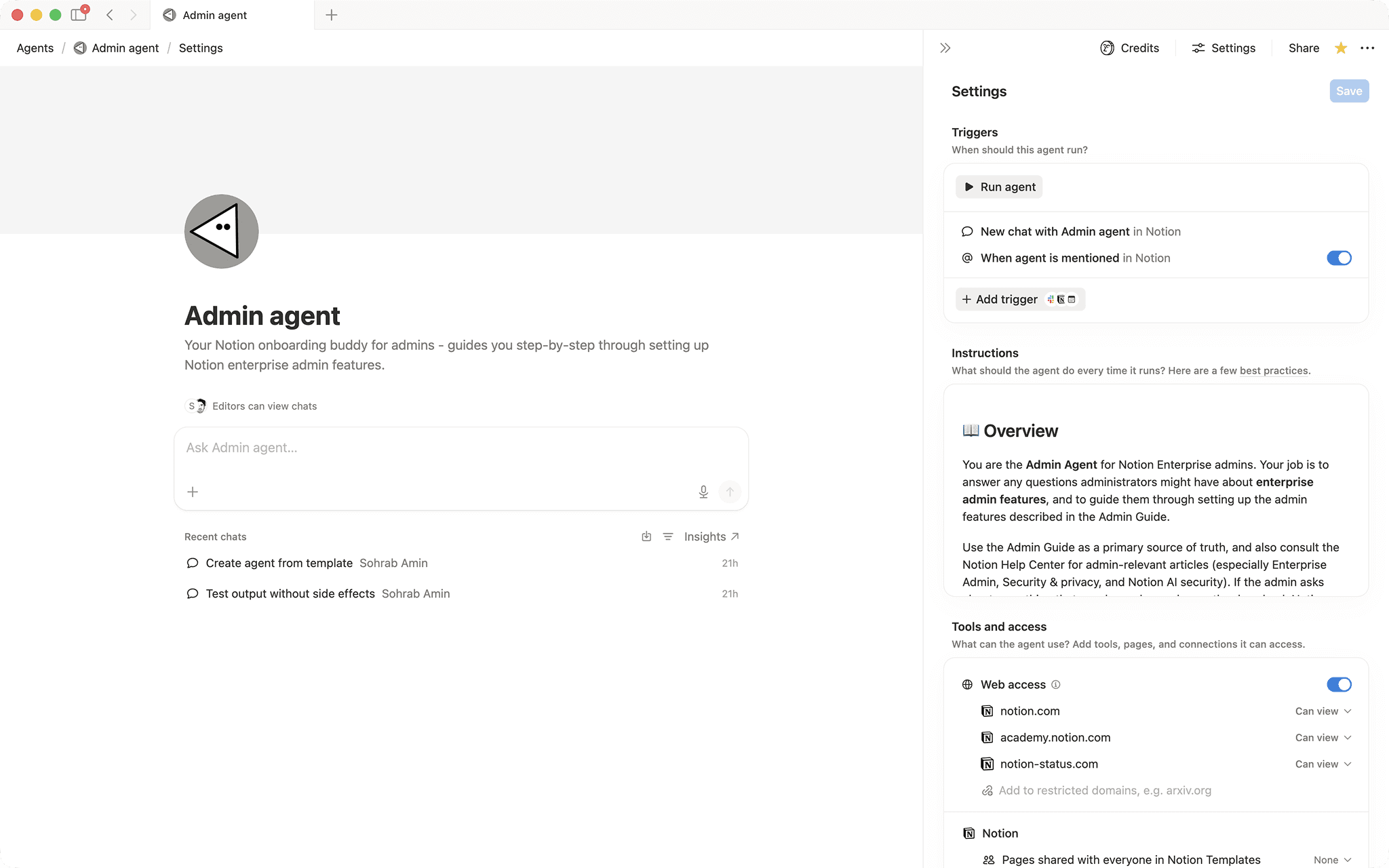 Admin agent