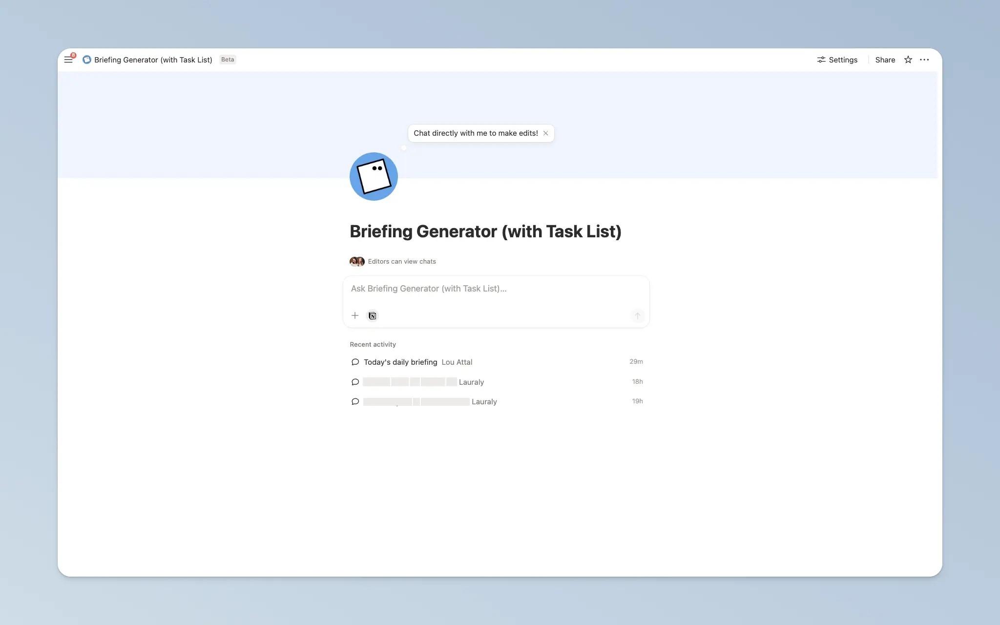 Briefing Generator (with Task List)
