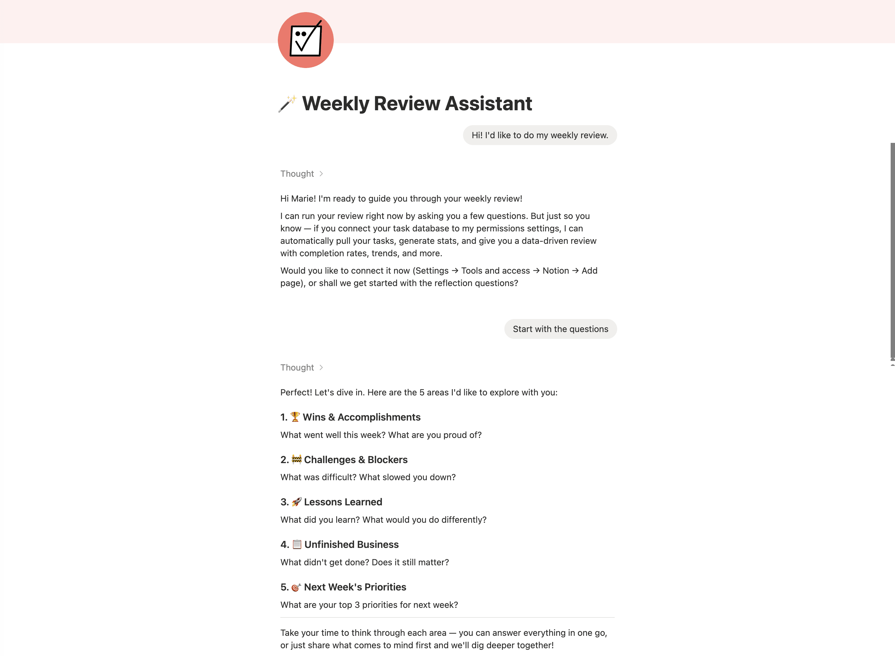 đȘ Weekly Review Assistant