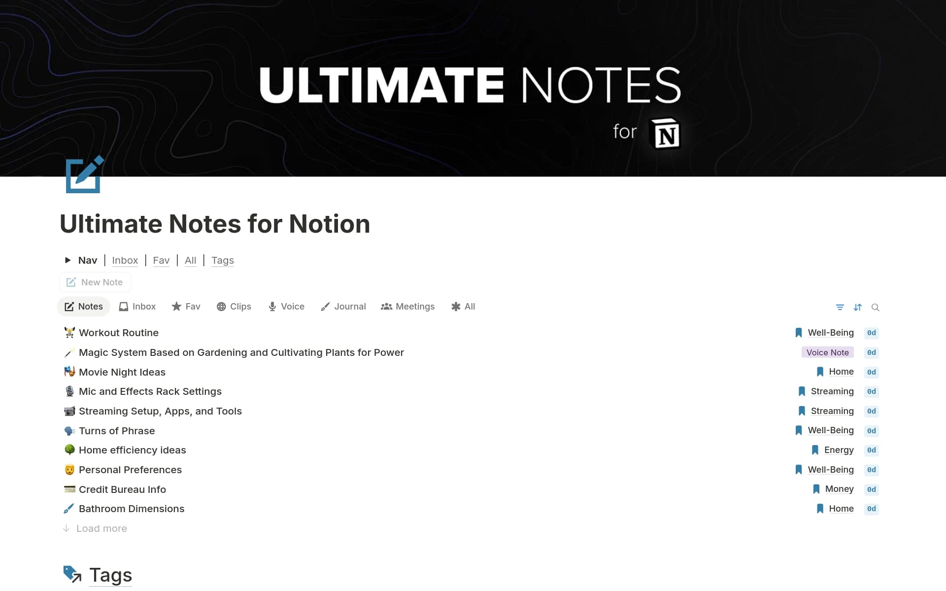 Screenshot of Top 10 Notes & Knowledge Templates in Notion collection by Notion